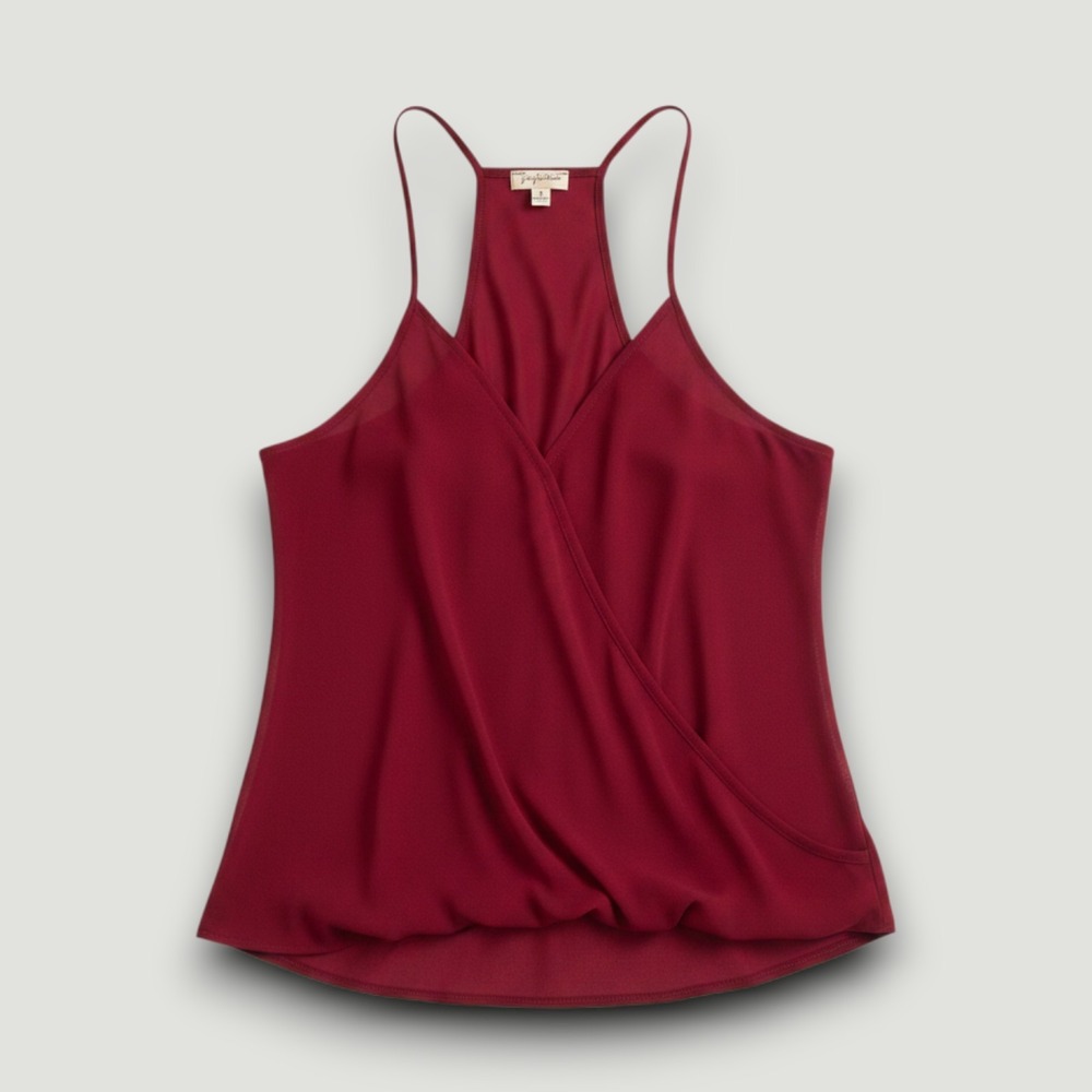 Lily White Camisole Tank Top Womens S Burgundy Surplice Wrap Summer Date Night